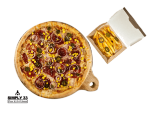 Combo Menu (Texas Pizza, French Fries With Cheddar Cheese Dip & Jalapenos)