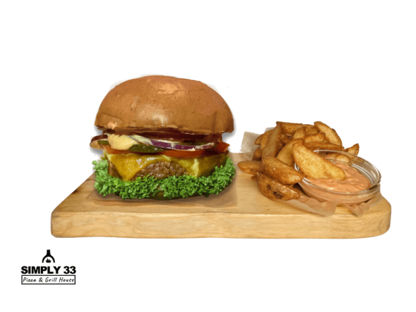 Simply Vegetarian Burger + American Wedges & dip