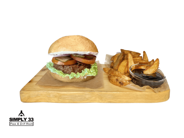 Simply Vegan Burger + American Wedges & BBQ Dip