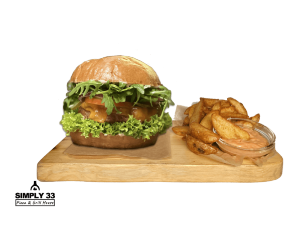 Green Vegan burger + American Wedges & Dip